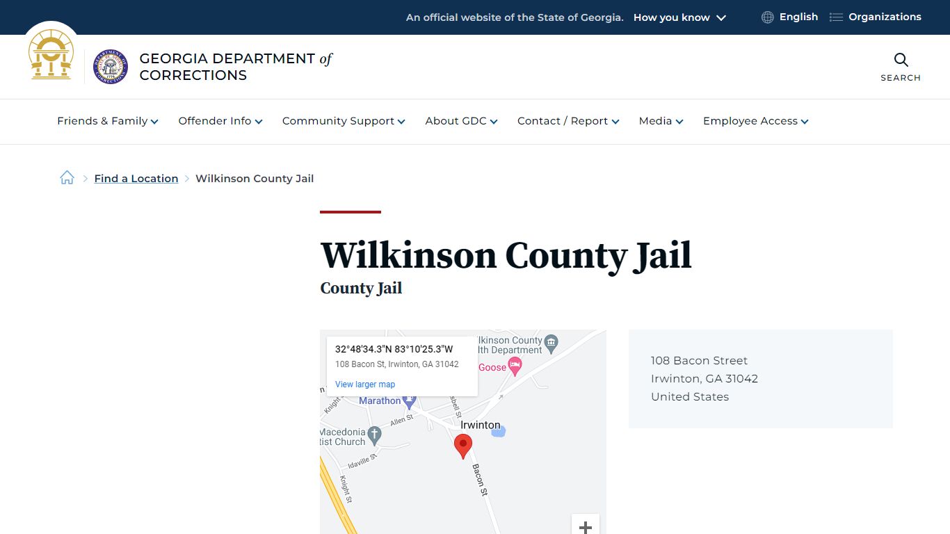 Wilkinson County Jail | Georgia Department of Corrections