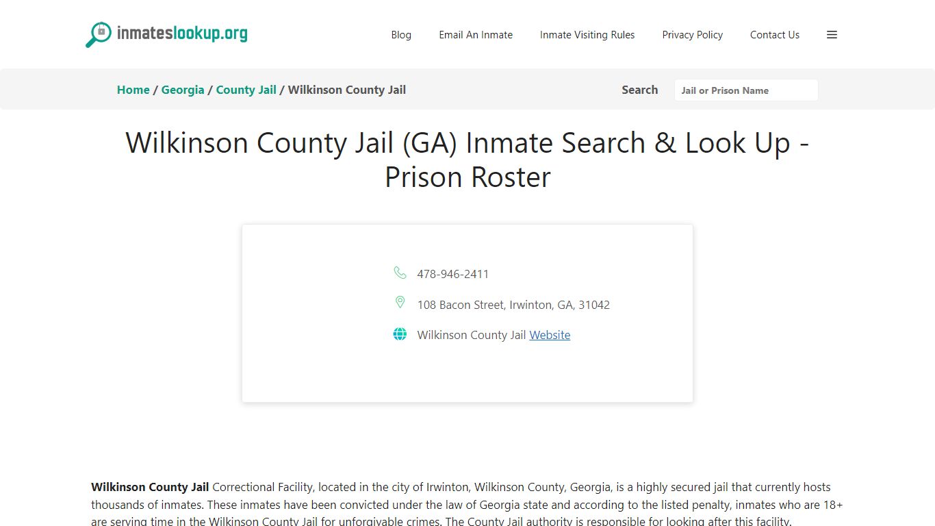 Wilkinson County Jail (GA) Inmate Search & Look Up - Prison Roster