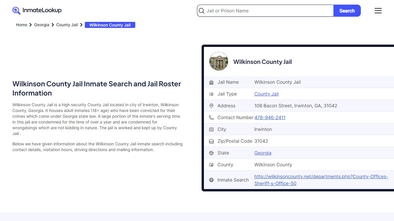 Wilkinson County Jail Inmate Search - Irwinton Georgia - Inmate Lookup